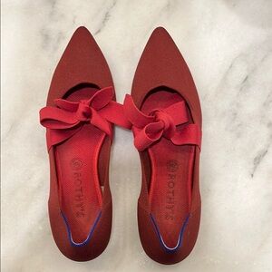 Rothy's Red Pointed Flats with Bow